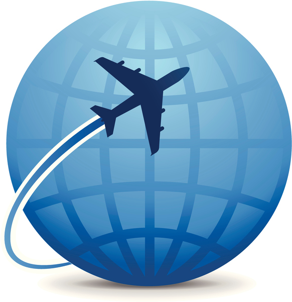 World globe with airplane